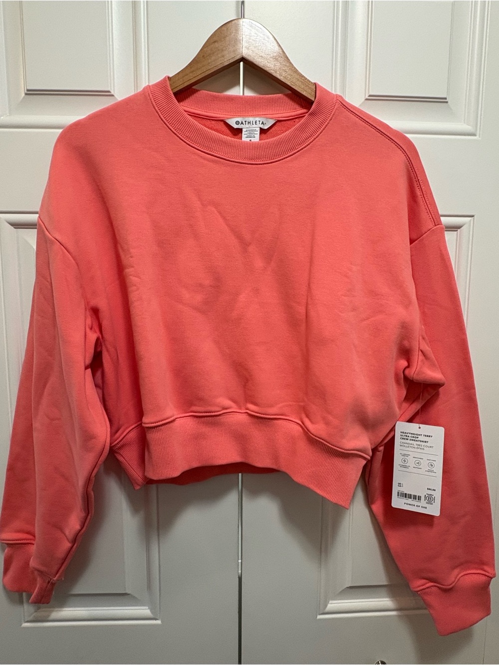 Athleta Coral Power of She Ultra Crop Crewneck Sweatshirt